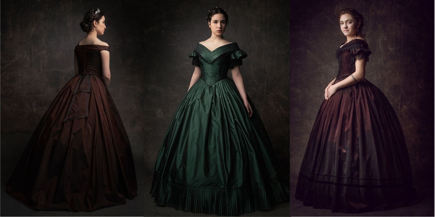 Robe a crinoline 1850 taffetas