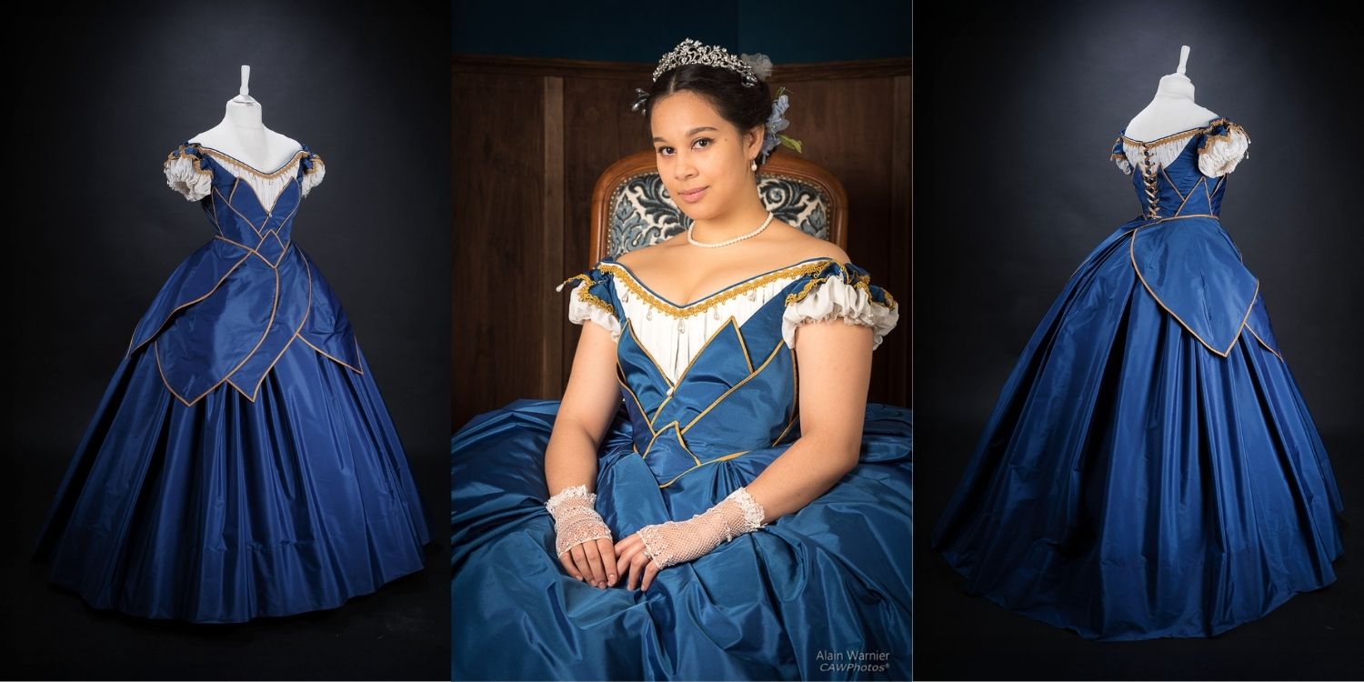 robe de bal 1860 bleue